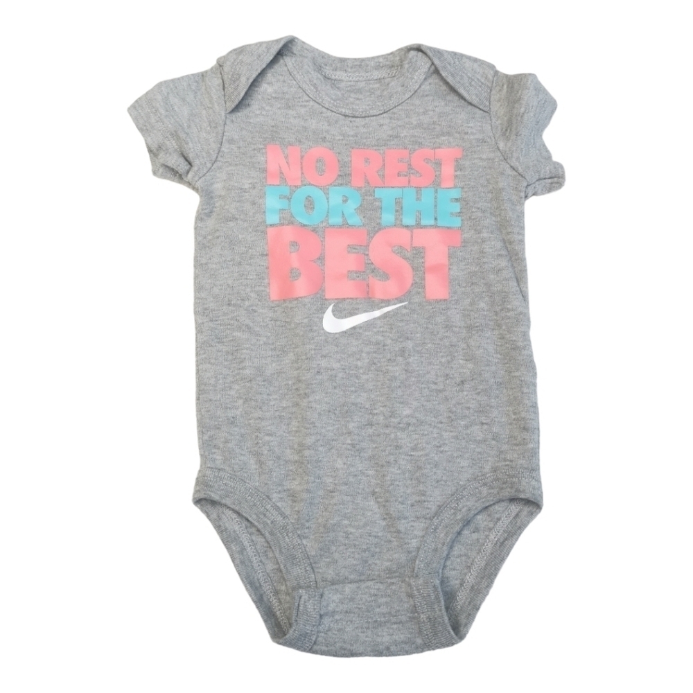 🔥3/$15🔥Nike‎ Baby's Grey Slogan Bodysuit/onesie